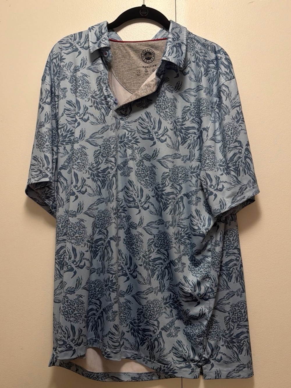 Light Blue Floral Print Short-Sleeve Polo Shirt
